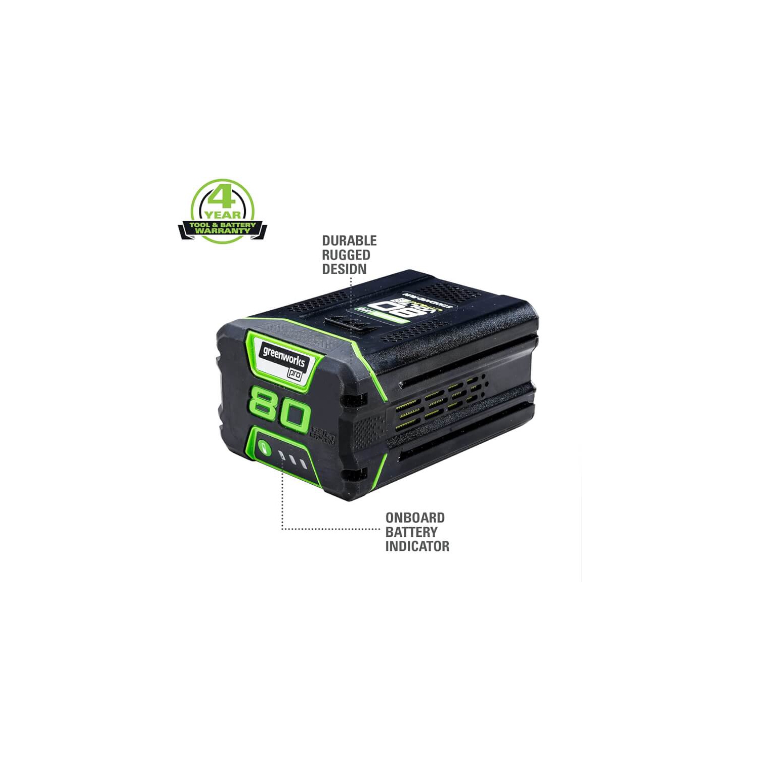 Batterie au lithium-ion 2,0&nbsp;Ah de Greenworks 80&nbsp;V - GBA80200 mAh