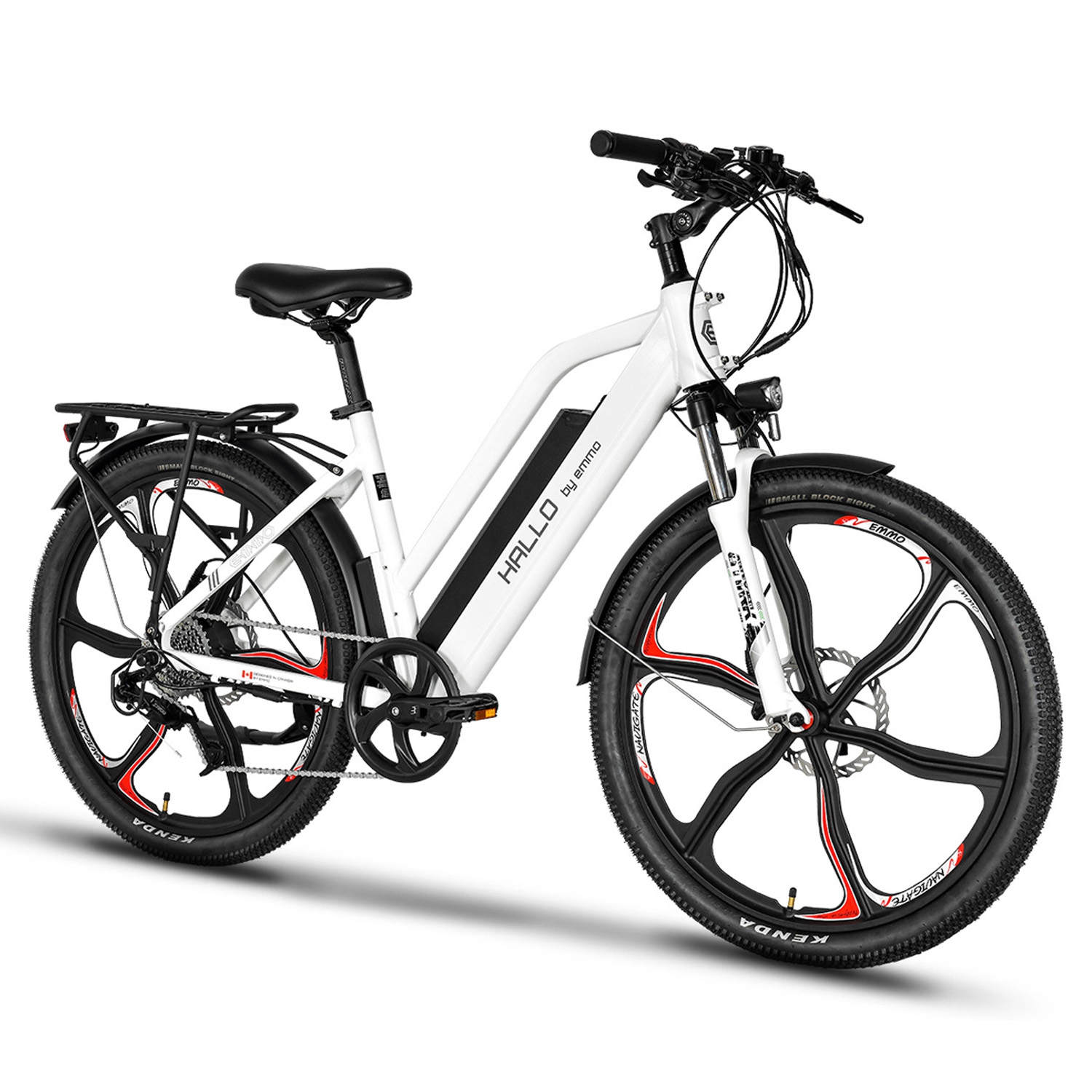 EMMO Hallo Ebike - Electric Mountain Bike for Adult - Scooter 48V 500W - White- Hydraulic Brake, Color Display