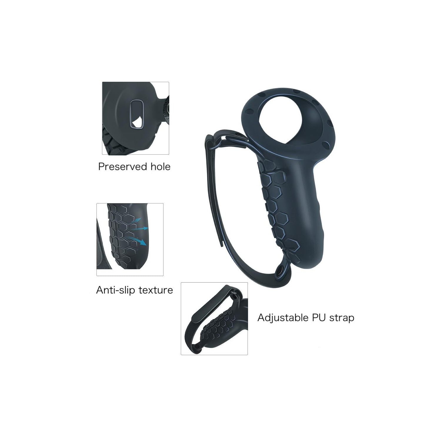 Controller Grip Cover Compatible with Quest 3, VR Accessories Silicone Protective Grip Sleeve, with Battery Opening Protector and Adjustable Knuckle