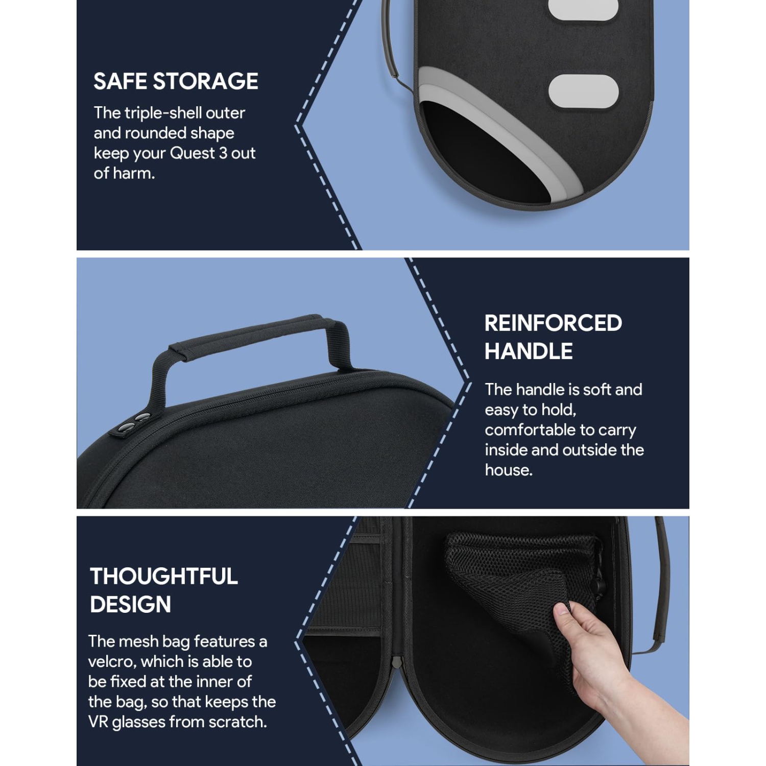 Meta Quest 3 Case, Hard Carrying Case for Oculus Quest 3 Accessories, Compatible with Quest 2/Pico 4 Headset, Travel and Storage