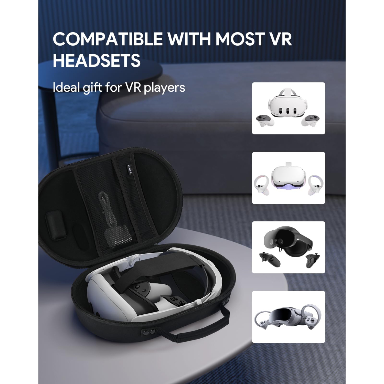 Meta Quest 3 Case, Hard Carrying Case for Oculus Quest 3 Accessories, Compatible with Quest 2/Pico 4 Headset, Travel and Storage