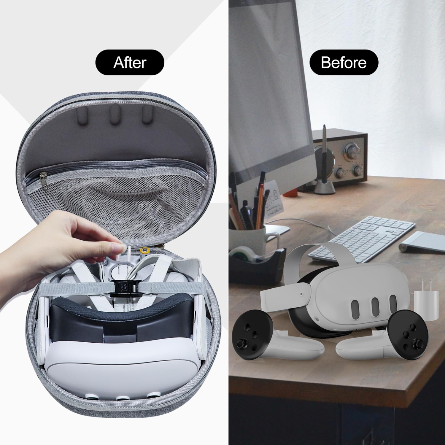 Étui rigide compatible avec le casque de jeu et les manettes tactiles Meta Oculus Quest 3, sac de transport étanche antichoc pour accessoires, idéal