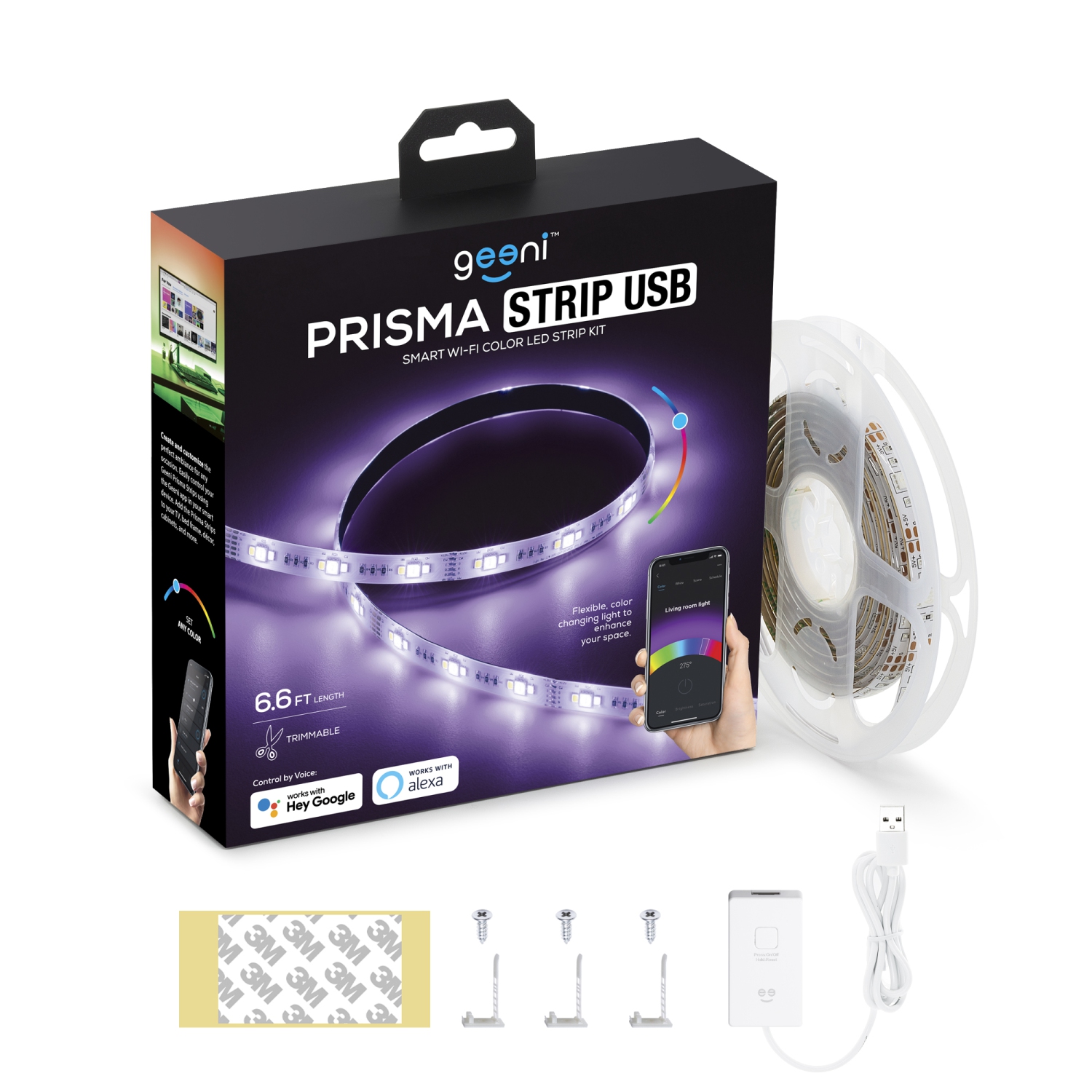 Geeni 2m Prisma Smart Wi-Fi Multi-Colour LED Light Strip, Weather-Resistant