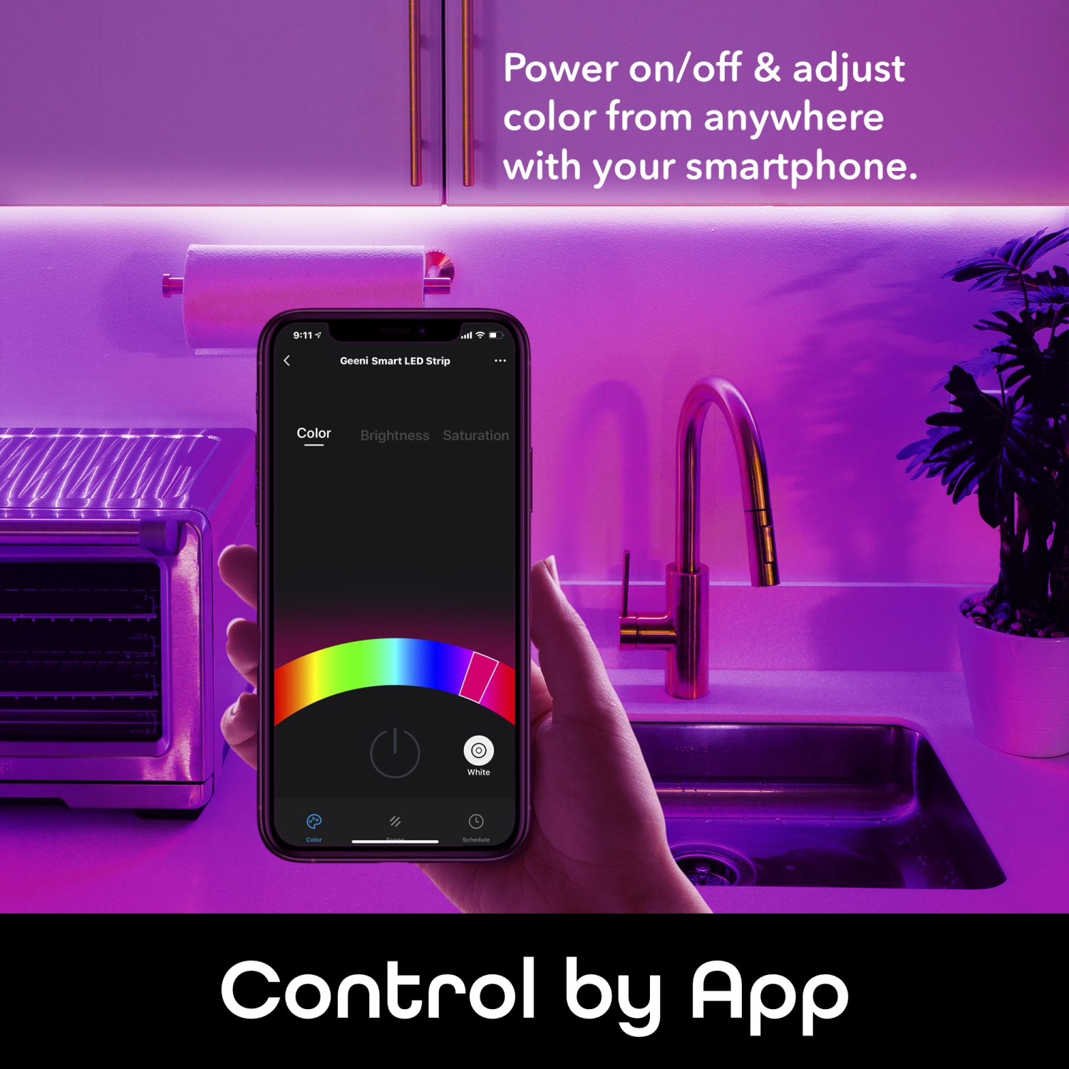Bande lumineuse intelligente DEL multicolore Wi-Fi Prisma de Geeni 2&nbsp;m, résistante aux intempéries