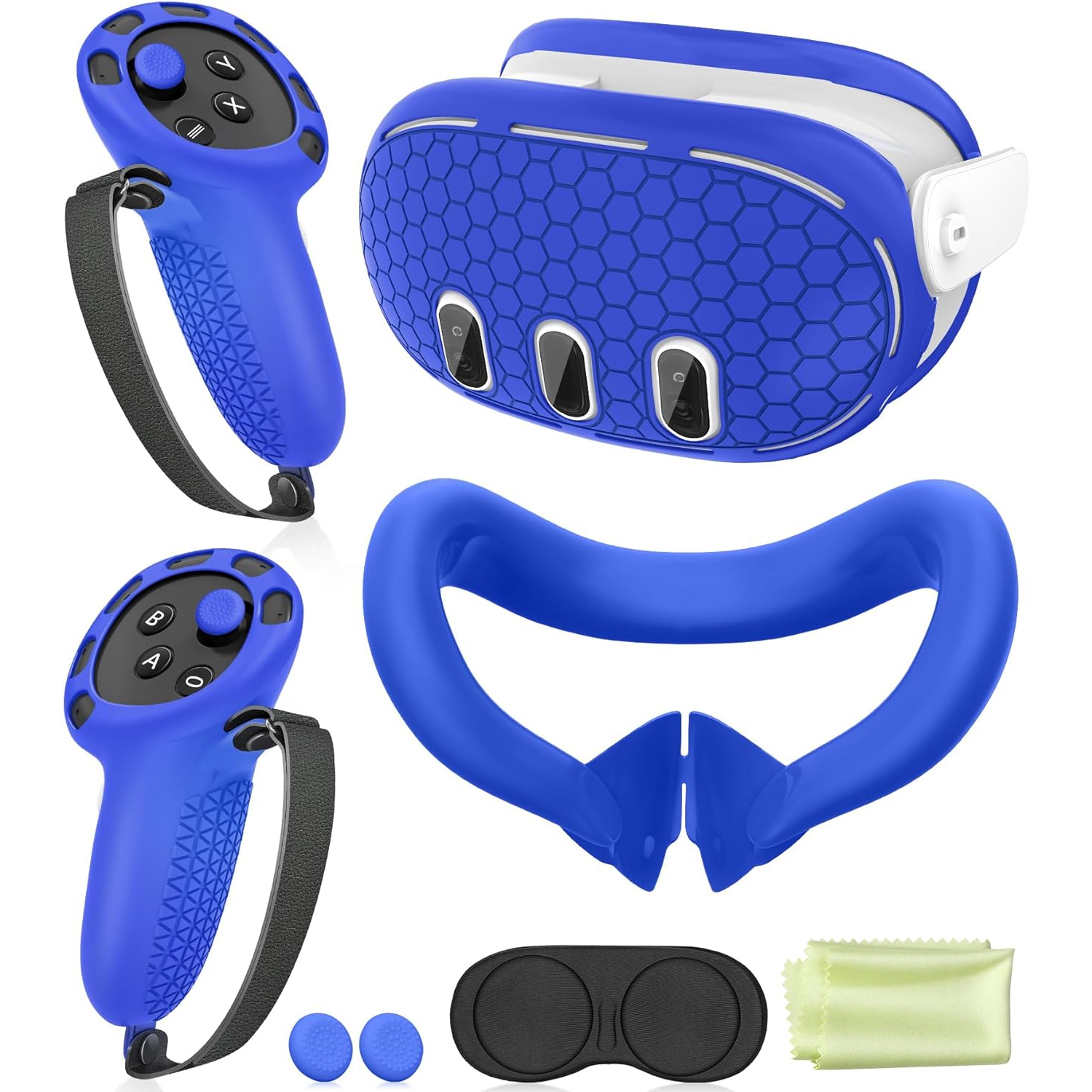 Silicone Cover Set Compatible with Oculus/Meta Quest 3, VR Accessories Protective Cover Includes Controller Grips, Front Shell Headset Cover and Face