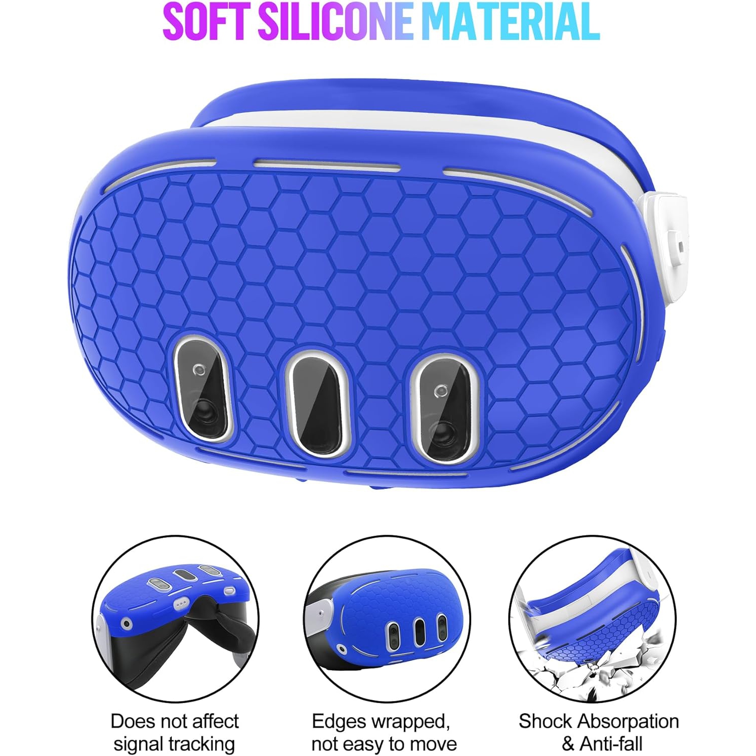 Silicone Cover Set Compatible with Oculus/Meta Quest 3, VR Accessories Protective Cover Includes Controller Grips, Front Shell Headset Cover and Face