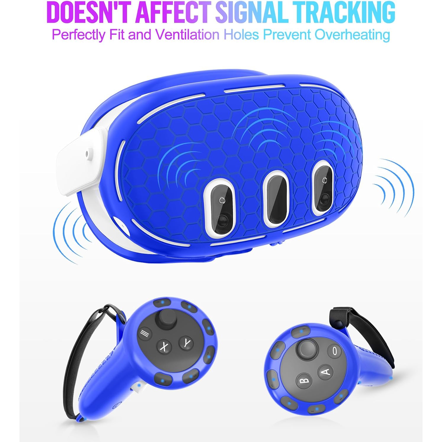 Silicone Cover Set Compatible with Oculus/Meta Quest 3, VR Accessories Protective Cover Includes Controller Grips, Front Shell Headset Cover and Face