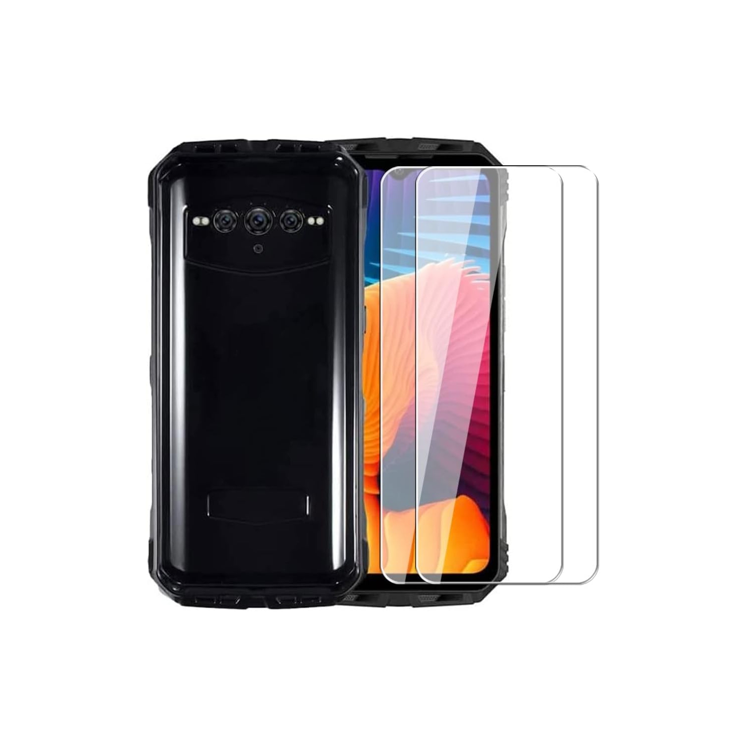 Case for Doogee V30 5G + [2 Pack] Glass Screen Protector Tempered Film - Transparent Silicone Soft Flexible