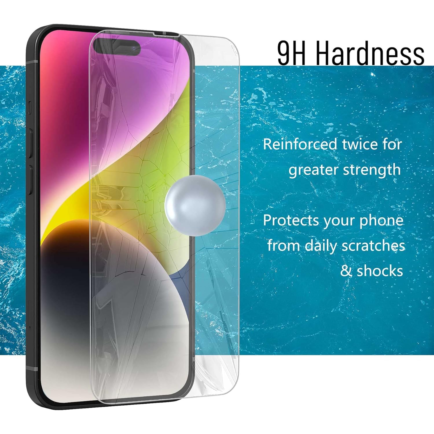 Screen Protector for iPhone 14 Pro, iPhone 14 Pro Screen Protector, 3 Pack HD Clear Tempered Glass Protective Film