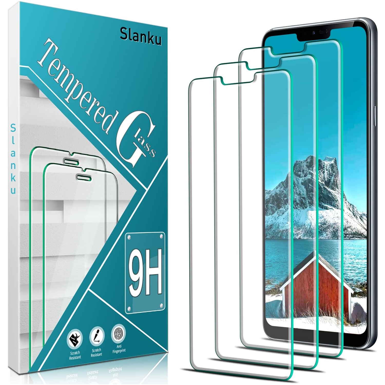 (3 Pack) Designed for LG G7 ThinQ Screen Protector Tempered Glass, Bubbles Free, Anti Scratch, 9H Hardness, Case