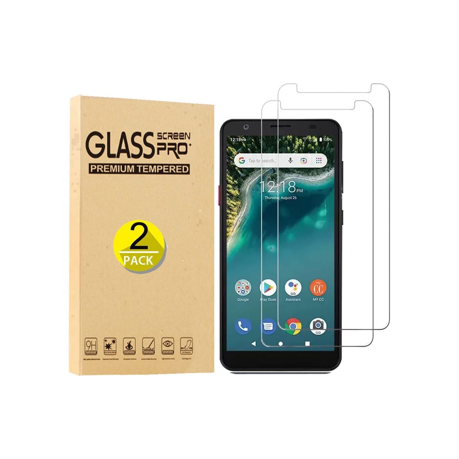 [2-Pack] for ZTE Avid 589 Tempered Glass, Consumer Cellular ZTE Avid 589 Screen Protector,Case Friendly 9H