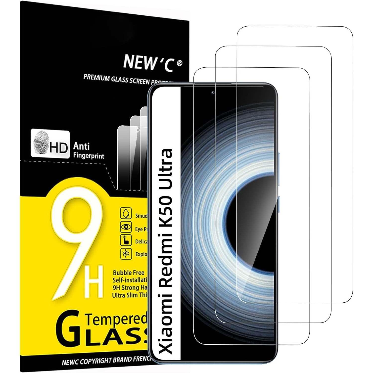 [3 Pack] Designed for Xiaomi Redmi K50 Ultra Screen Protector Tempered Glass, Bubble Free, Ultra Resistant