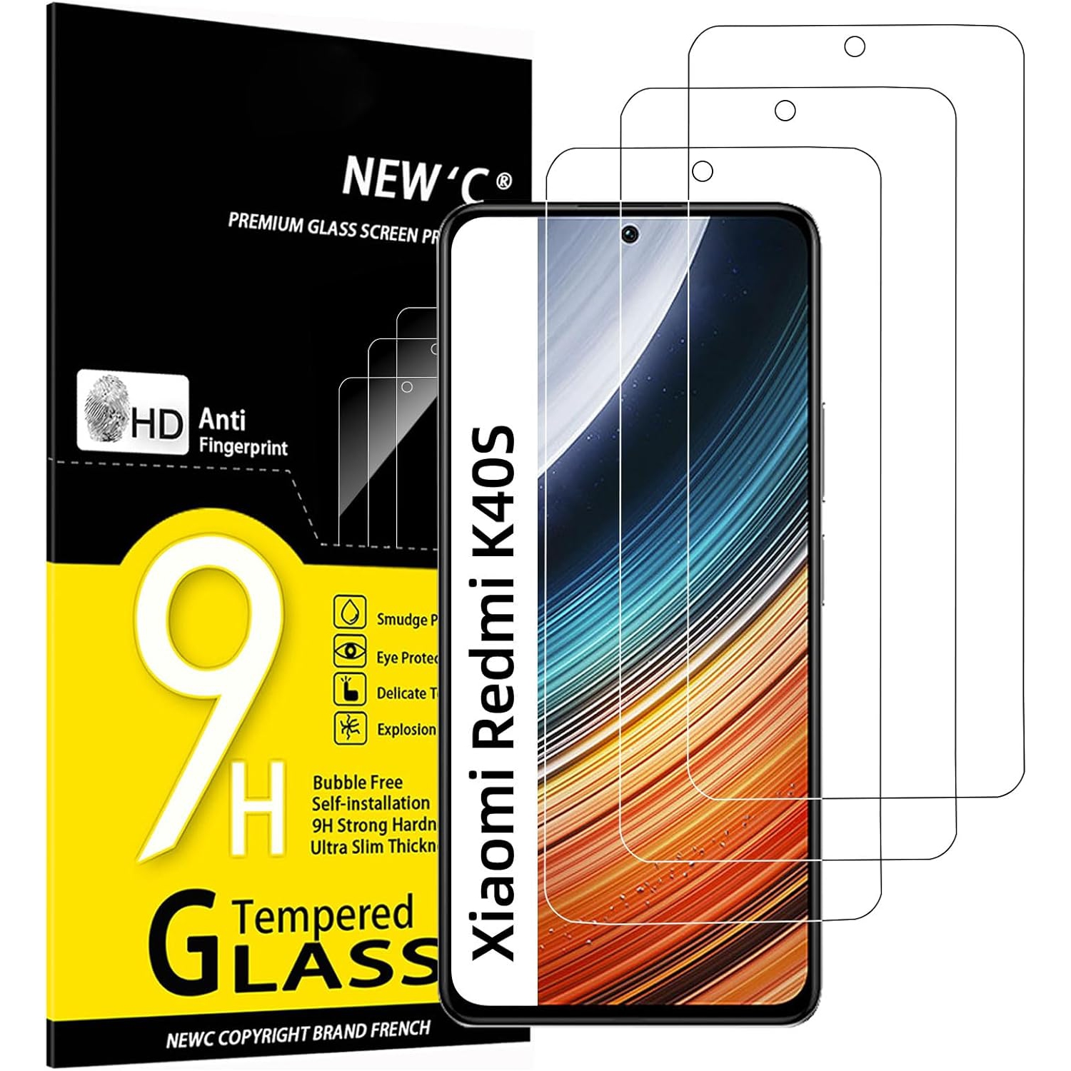 [3 Pack] Designed for Xiaomi Redmi K40S Screen Protector Tempered Glass, Bubble Free, Ultra Resistant