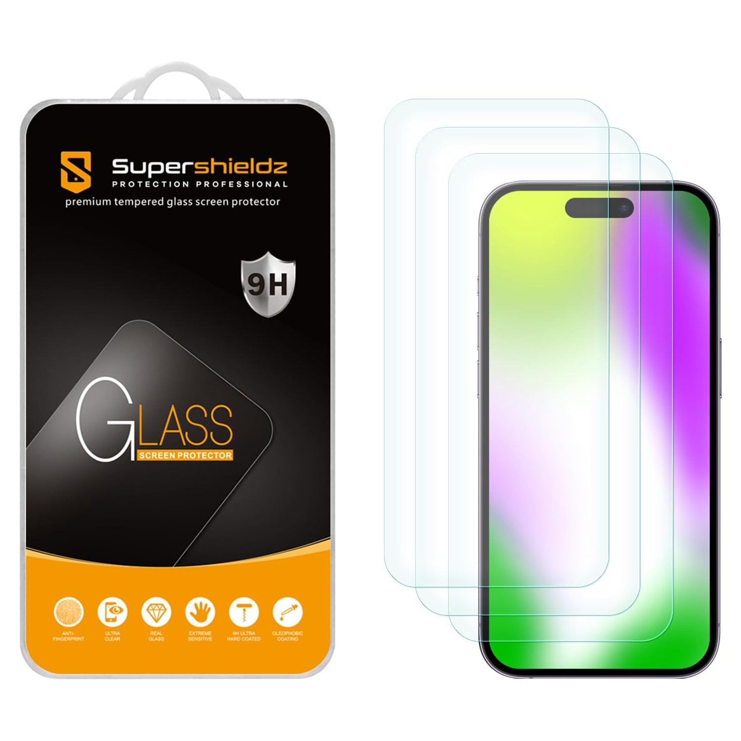 (3 Pack) Designed for iPhone 15 Tempered Glass Screen Protector, Anti Scratch, Bubble Free