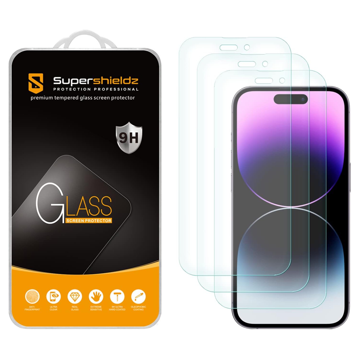 (Paquet de 3) conçu pour le protecteur d'écran en verre trempé iPhone 14 Pro, anti Scratch, sans bulles