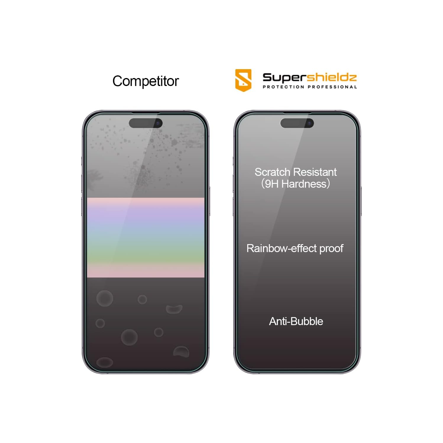 (Paquet de 3) conçu pour le protecteur d'écran en verre trempé iPhone 14 Pro, anti Scratch, sans bulles