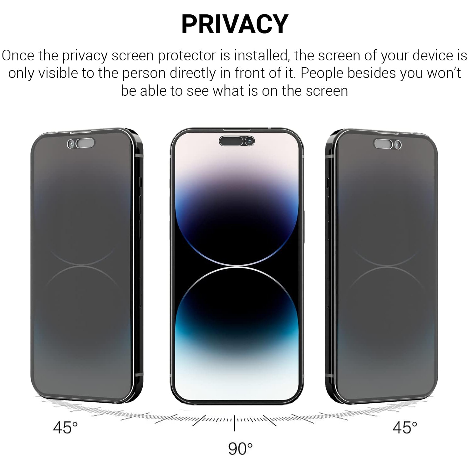 Privacy Screen Protector for Apple iPhone 15 & Apple iPhone 14 Pro, Anti-Spy Tempered Glass Film, Case