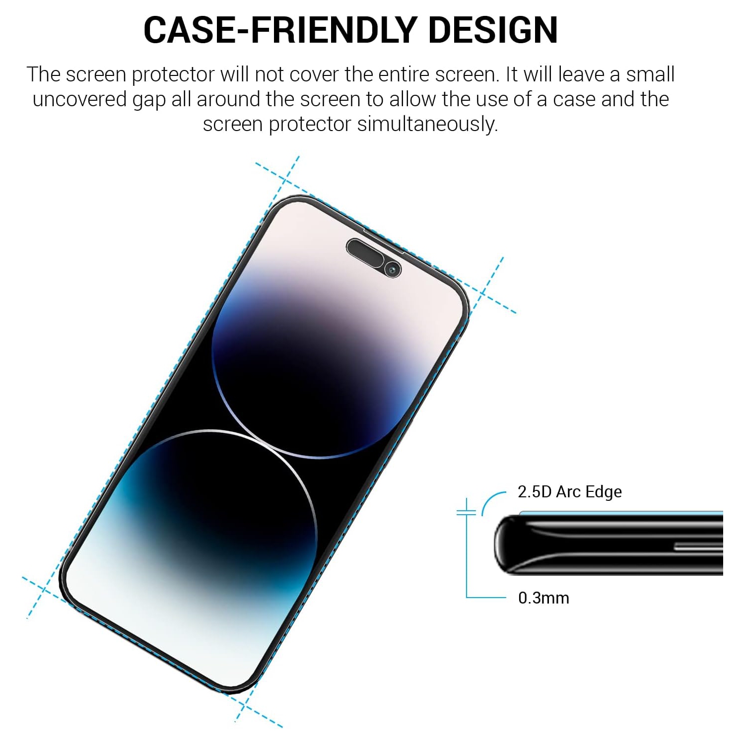 Privacy Screen Protector for Apple iPhone 15 & Apple iPhone 14 Pro, Anti-Spy Tempered Glass Film, Case