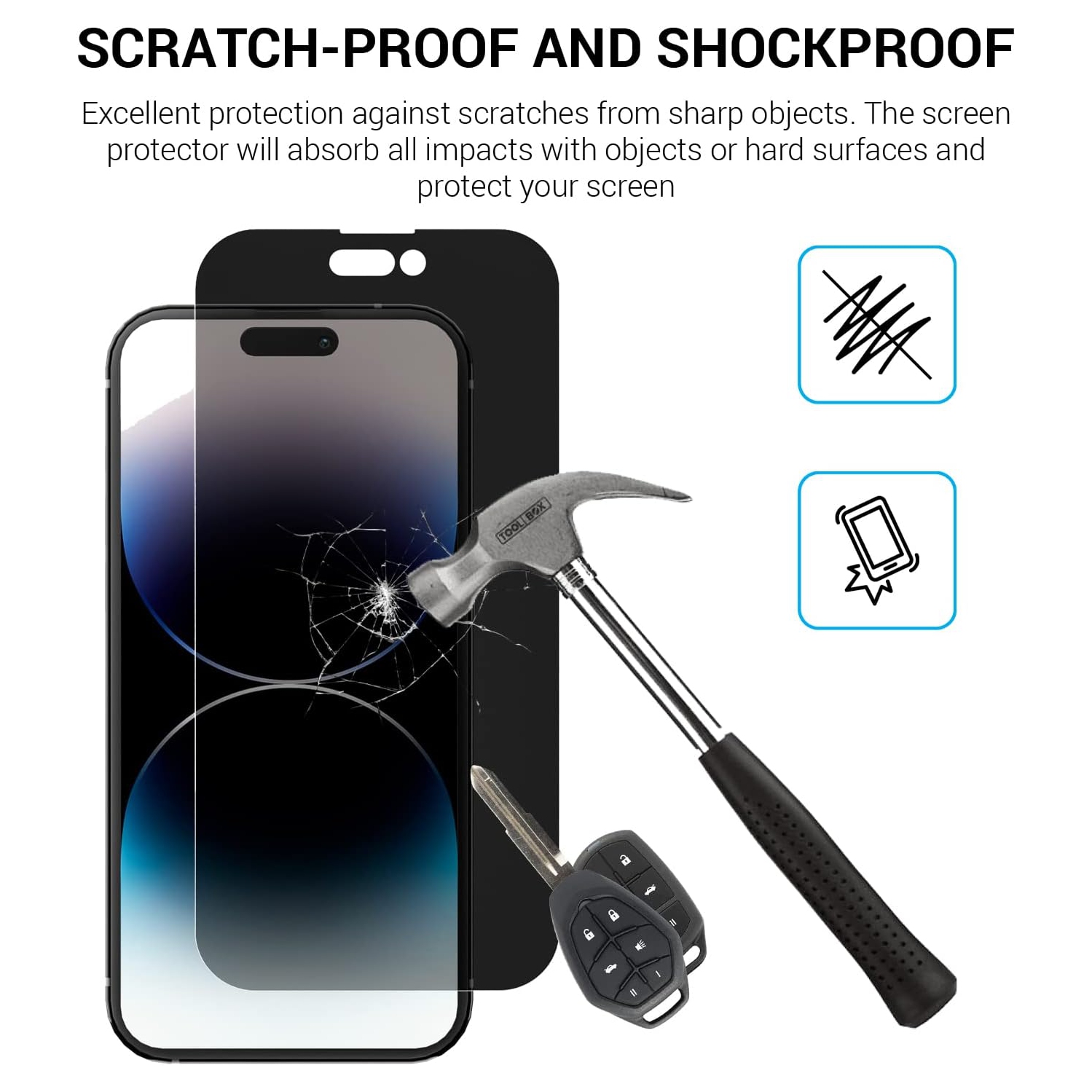 Privacy Screen Protector for Apple iPhone 15 & Apple iPhone 14 Pro, Anti-Spy Tempered Glass Film, Case