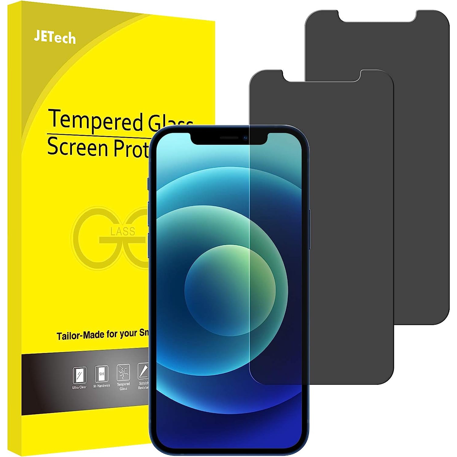 Privacy Screen Protector for iPhone 12 mini 5.4-Inch, Anti Spy Tempered Glass Film, 2-Pack