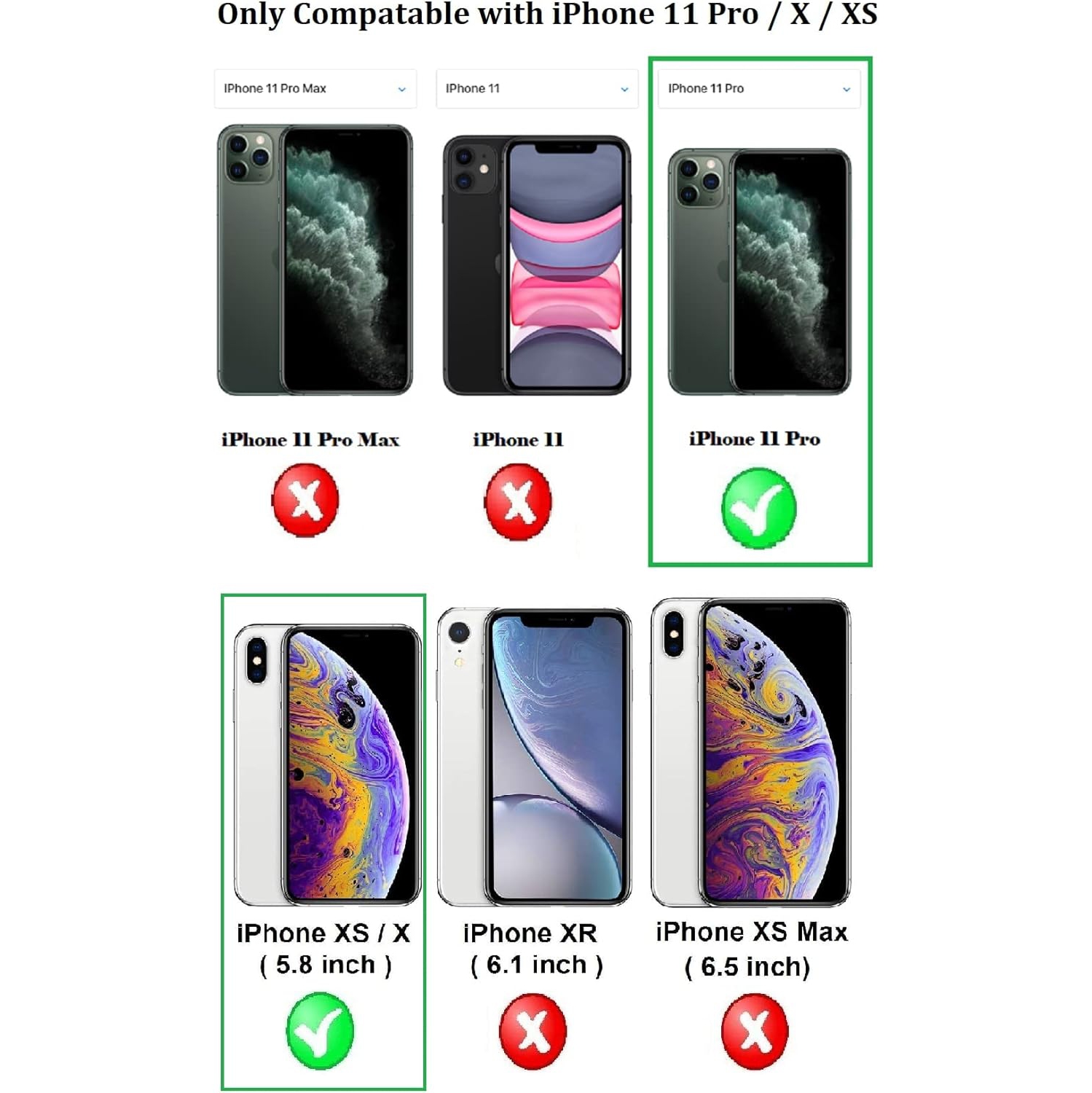 Paquet de 2 protecteurs d'écran de confidentialité compatibles avec iPhone 11 Pro/X/XS