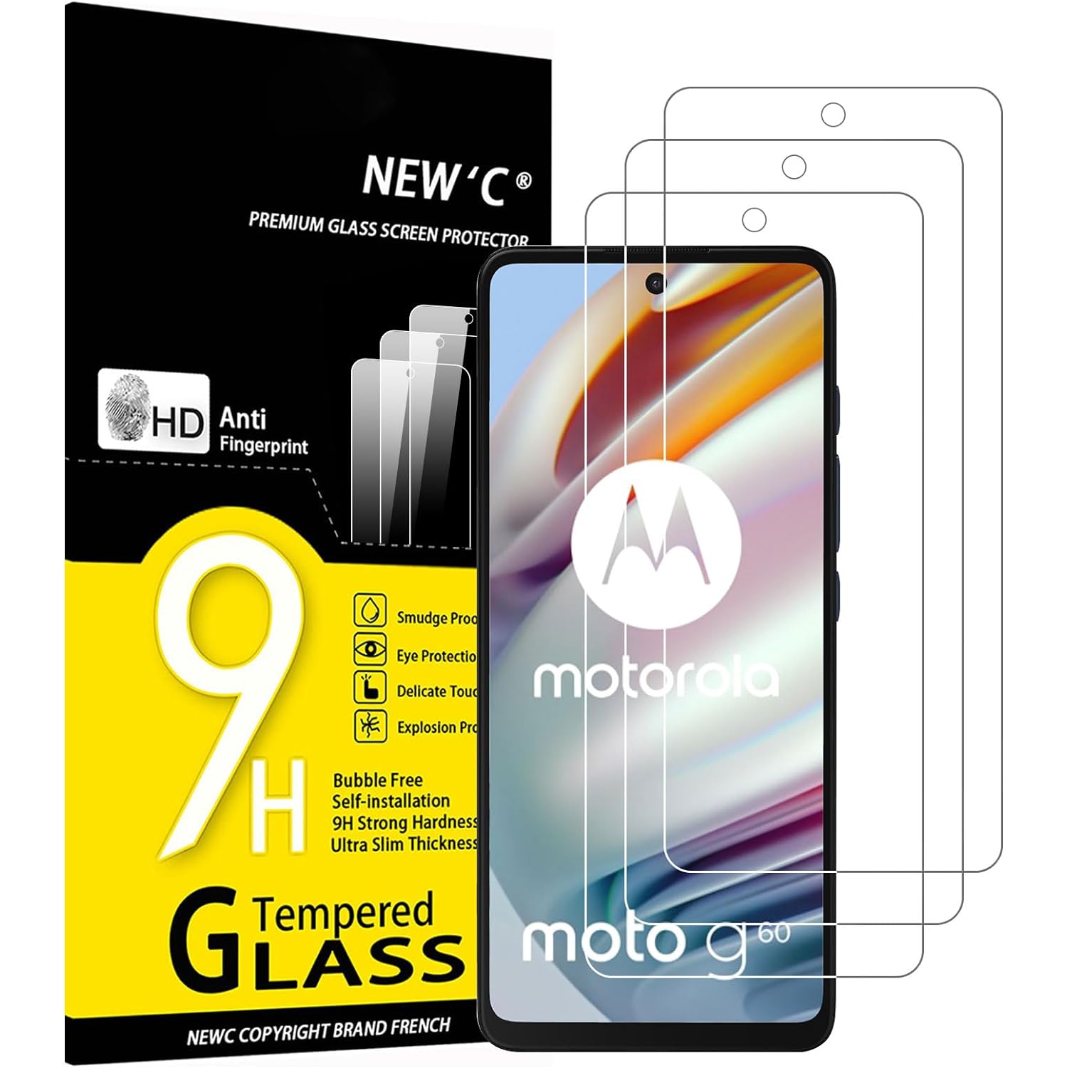 [3 Pack] Designed for Motorola Moto G60 / G40 Fusion Screen Protector Tempered Glass, Bubble Free, Ultra