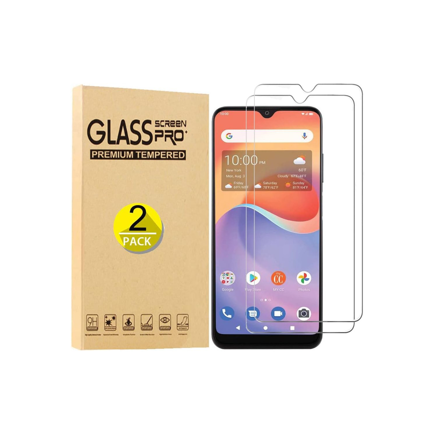 [2-Pack] Screen Protector for Consumer Cellular ZMax 11 Tempered Glass,Tempered Glass for ZTE Z6251 Screen