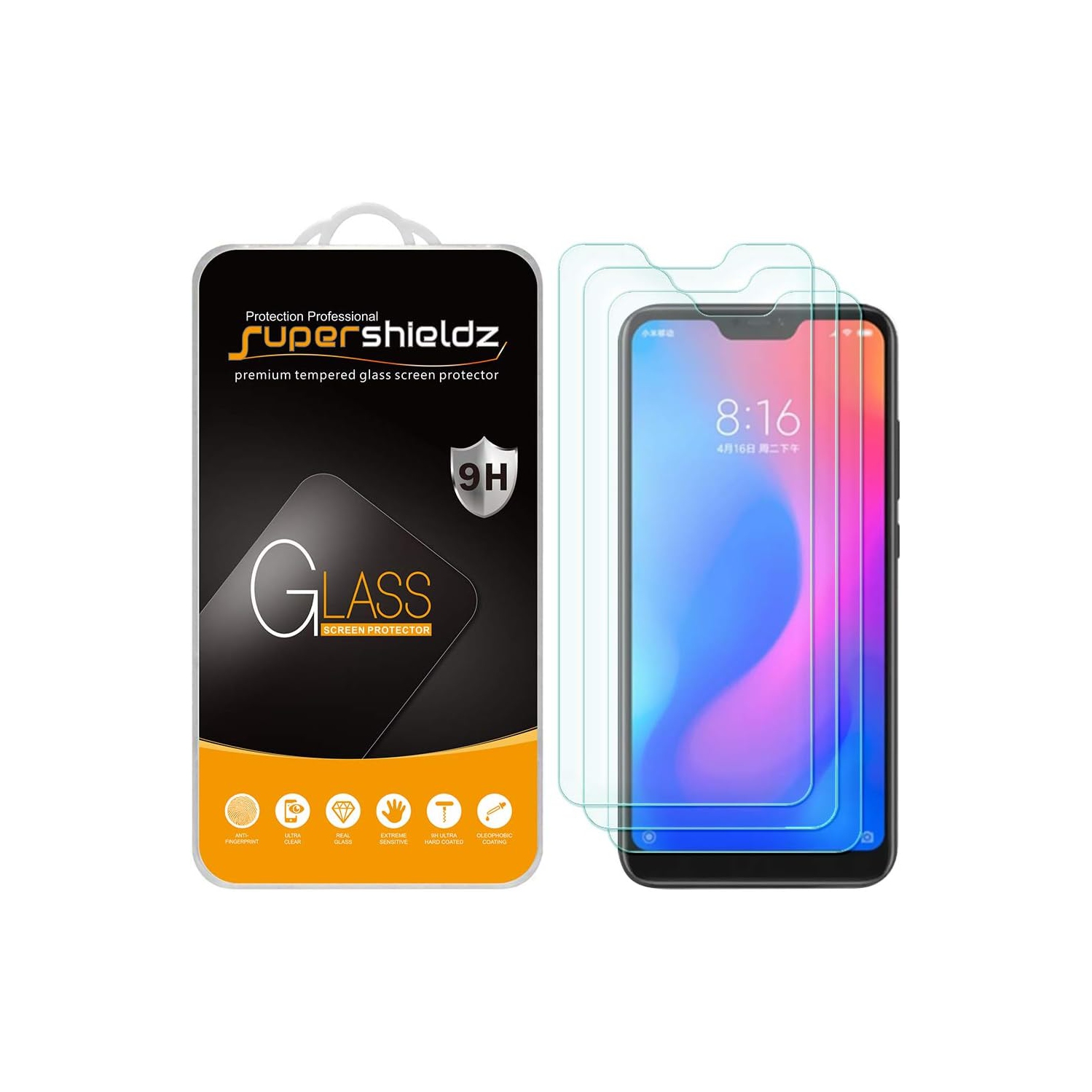 (3 Pack) Designed for Xiaomi Mi A2 Lite Tempered Glass Screen Protector, Anti Scratch, Bubble Free