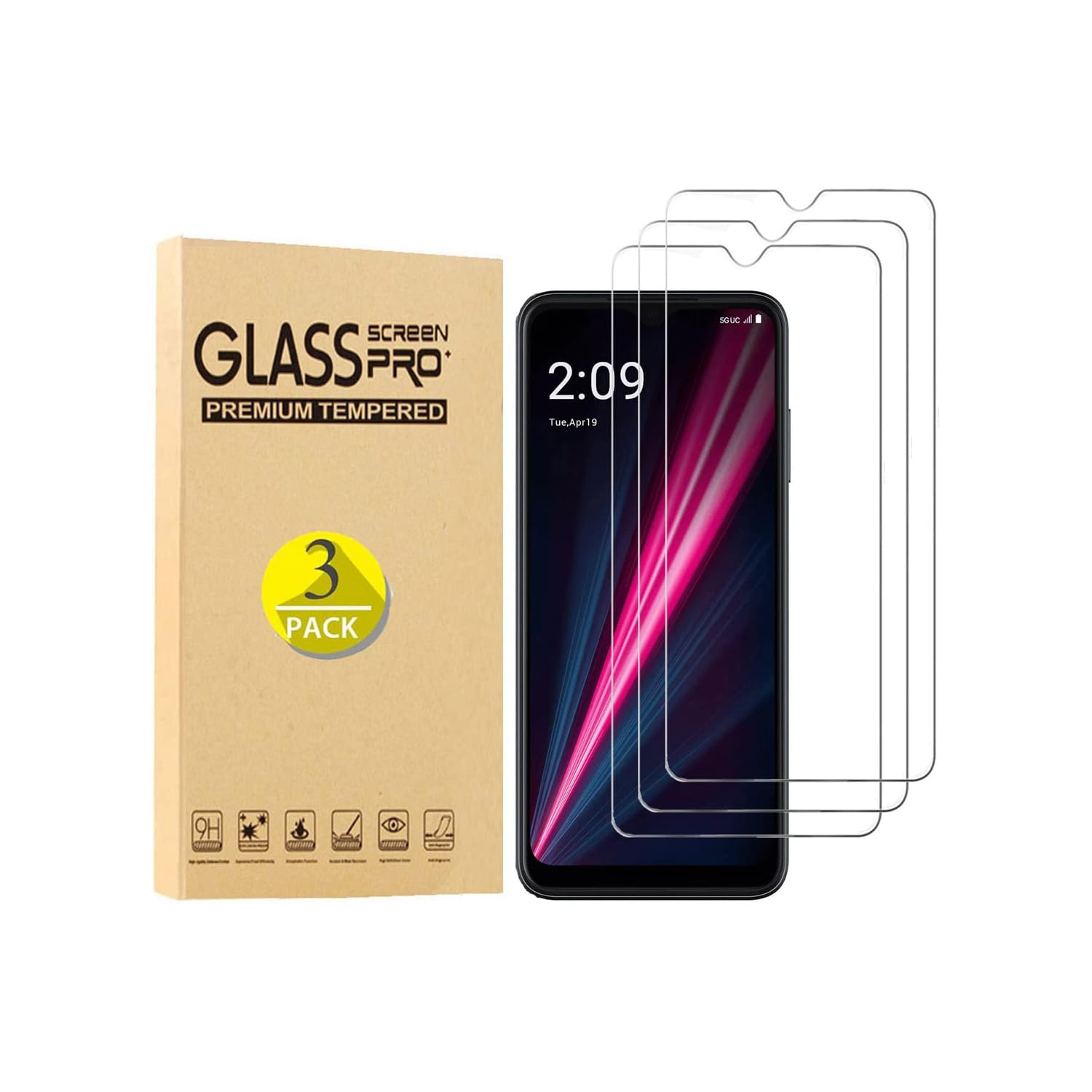 [3 Pack] for T-Mobile REVVL 6 Pro 5G Tempered Glass Screen Protector, Case Friendly 9H Hardness HD Clear