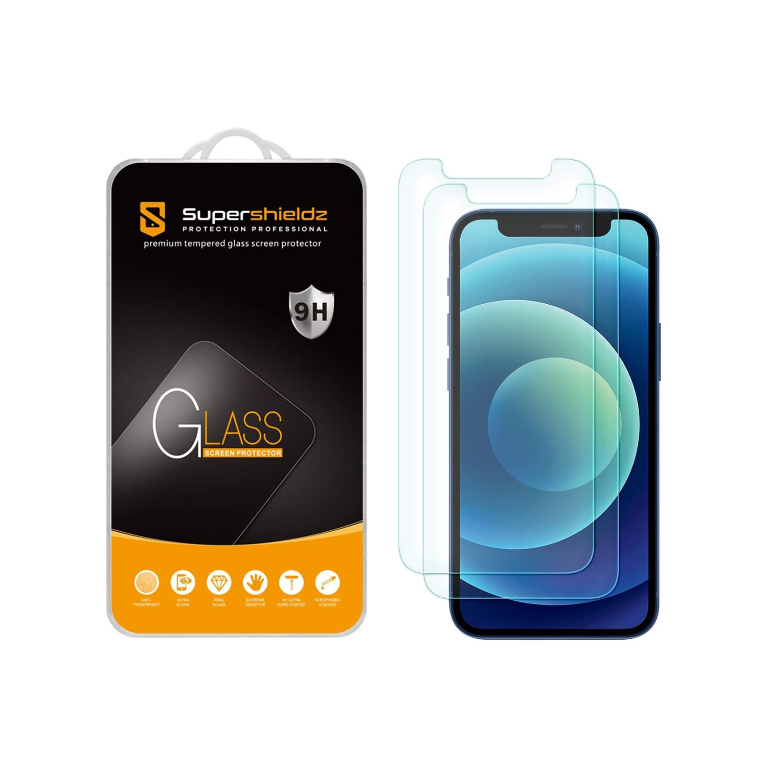 (Paquet de 2) conçu pour le protecteur d'écran en verre trempé iPhone 12 Mini, anti Scratch, sans bulles