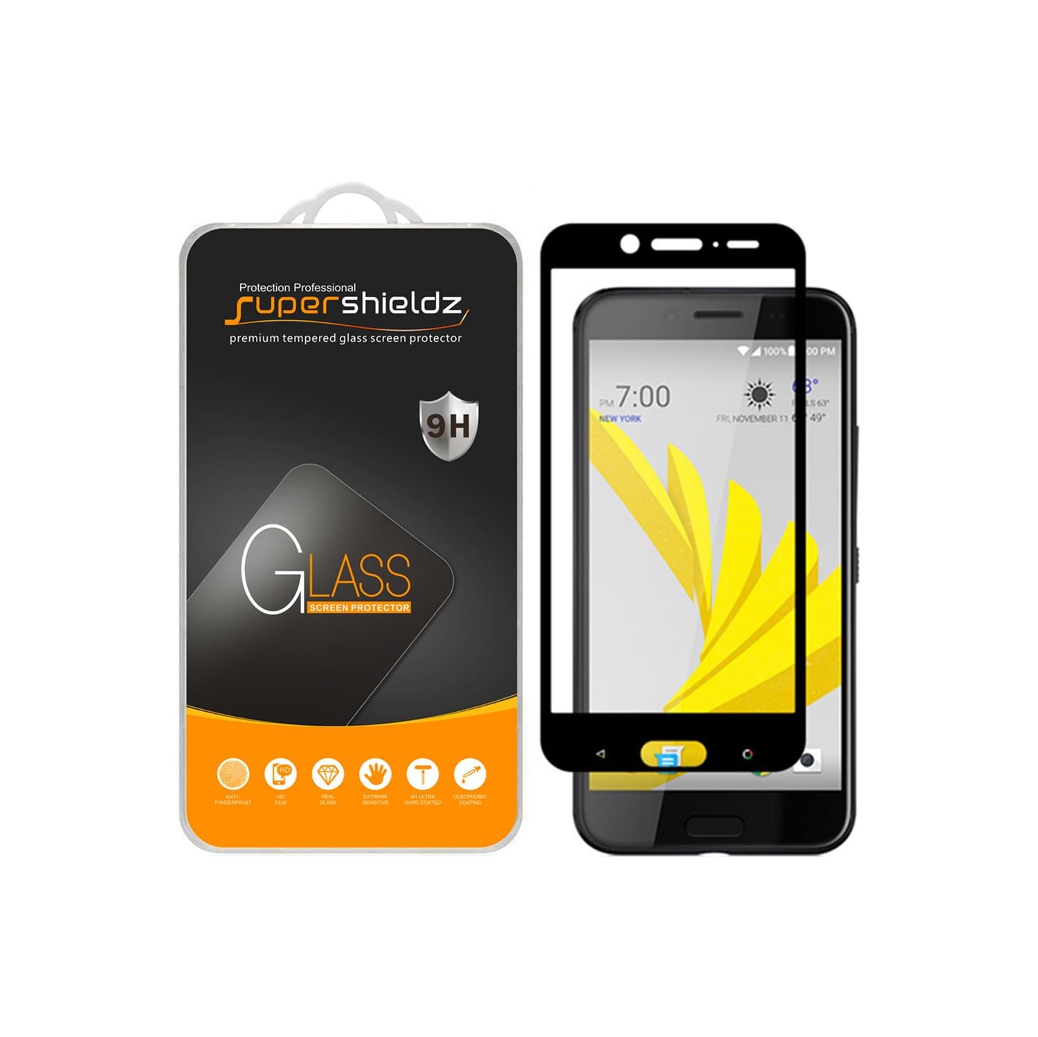 (2 Pack) for HTC (10 EVO) Tempered Glass Screen Protector, (Full Screen Coverage) Anti Scratch, Bubble