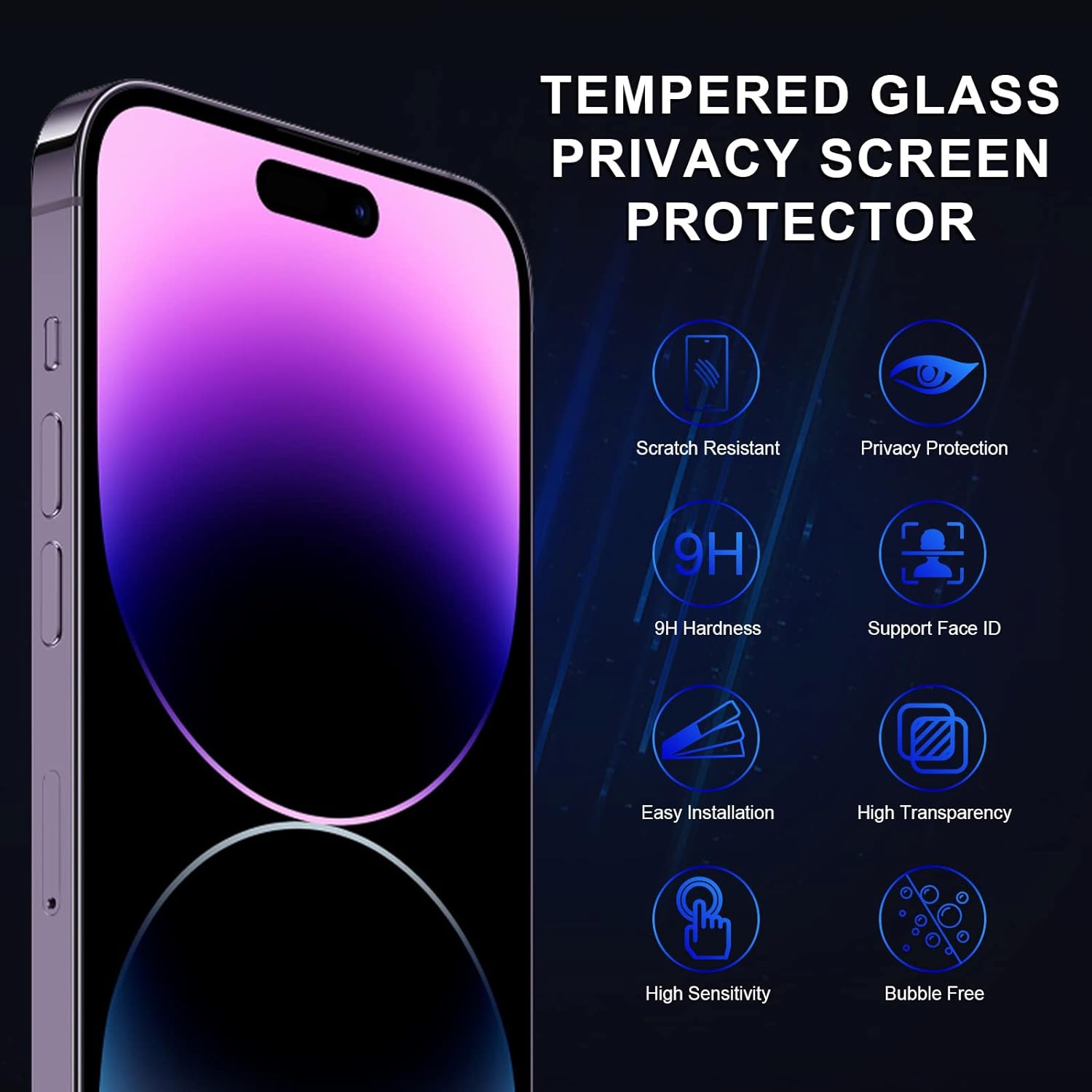 [3 Pack] Privacy Screen Protector for iPhone 14 Plus, Full Cover Anti-Spy Screen Protector Tempered Glass Film
