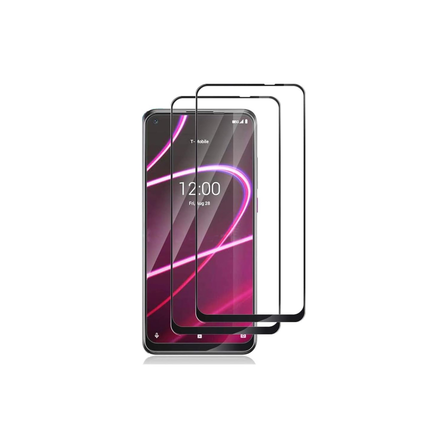 for T-Mobile Revvl 5G Screen Protector Tempered Glass, (2pcs) Black Thin Anti-stratch Screen Protector Protective Film