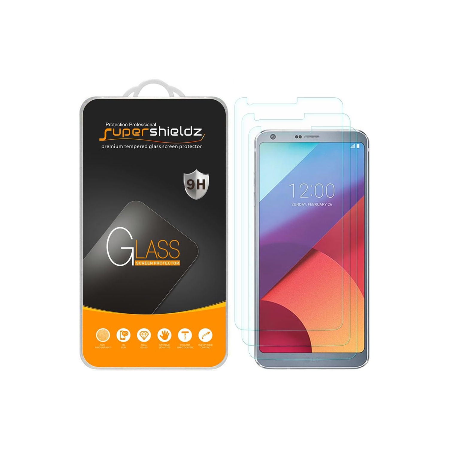 (3 Pack) Designed for LG (G6 Plus) Tempered Glass Screen Protector, Anti Scratch, Bubble Free