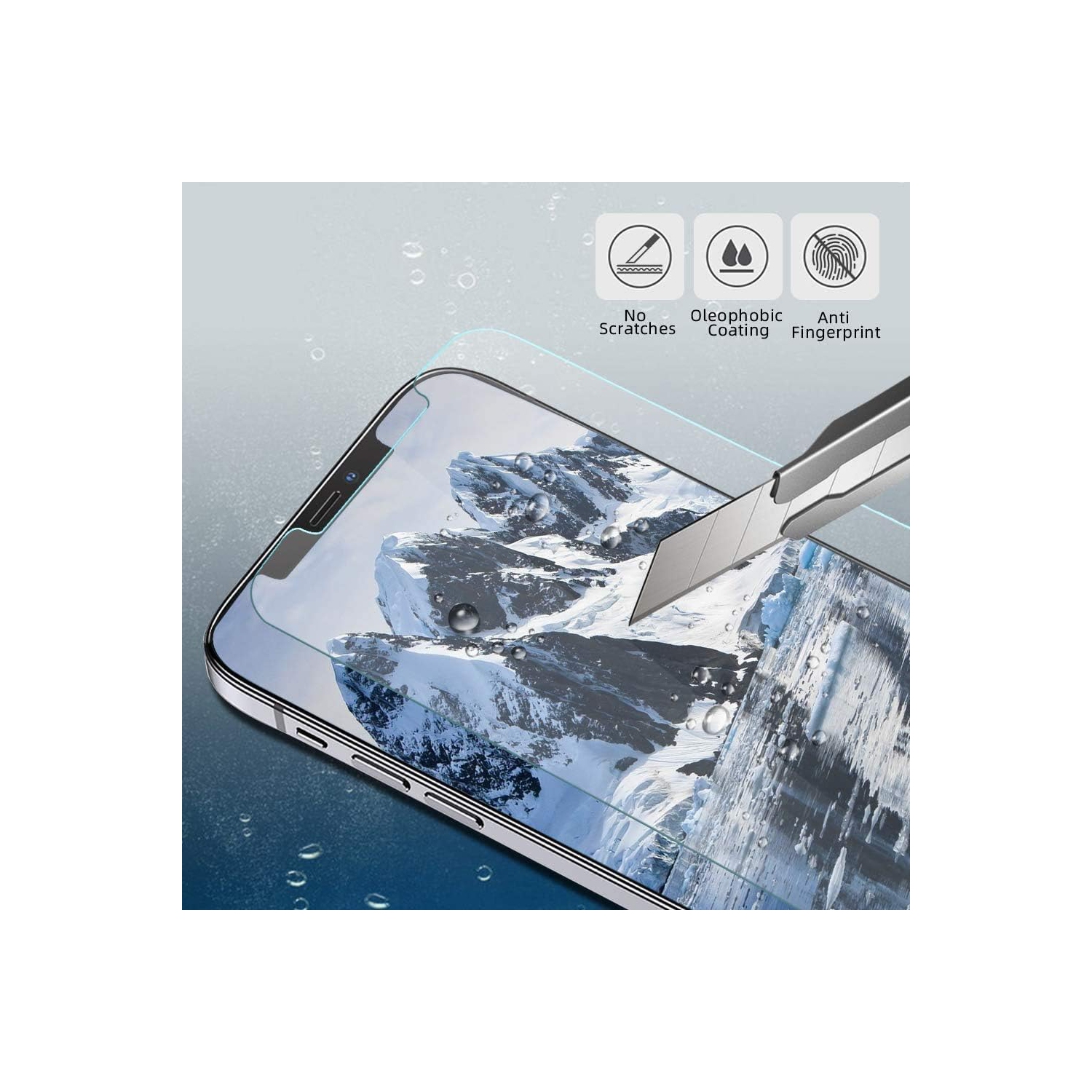 Pour protecteur d'écran iPhone 12 Pro Max, pour protecteur d'écran en verre trempé iPhone 12 Pro Max, paq./2, transparent HD