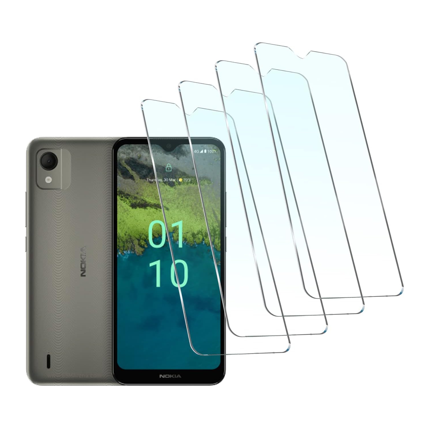 [4-Pack] For Nokia C110 Glass Screen Protector Tempered, 9H Hardness 2.5D HD Clear | Nokia C110 2023 Glass Flim