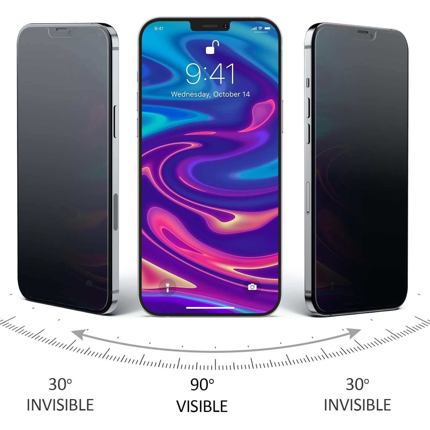 [Paquet de 2] Protecteur d'écran de confidentialité pour Apple iPhone 12 et iPhone 12 Pro, pellicule de verre trempé anti-espion, étui