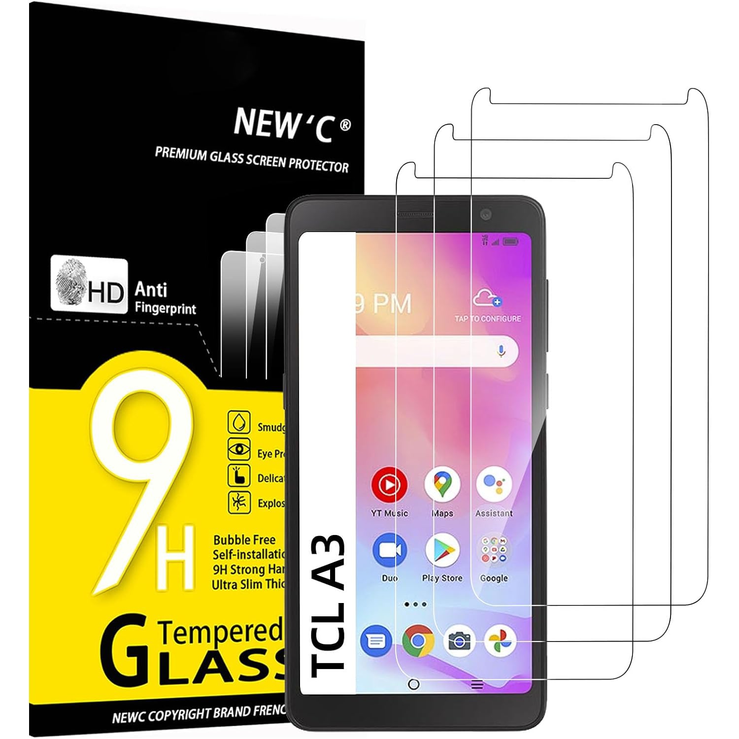 [3 Pack] Designed for TCL A3 Screen Protector Tempered Glass, Bubble Free, Ultra Resistant