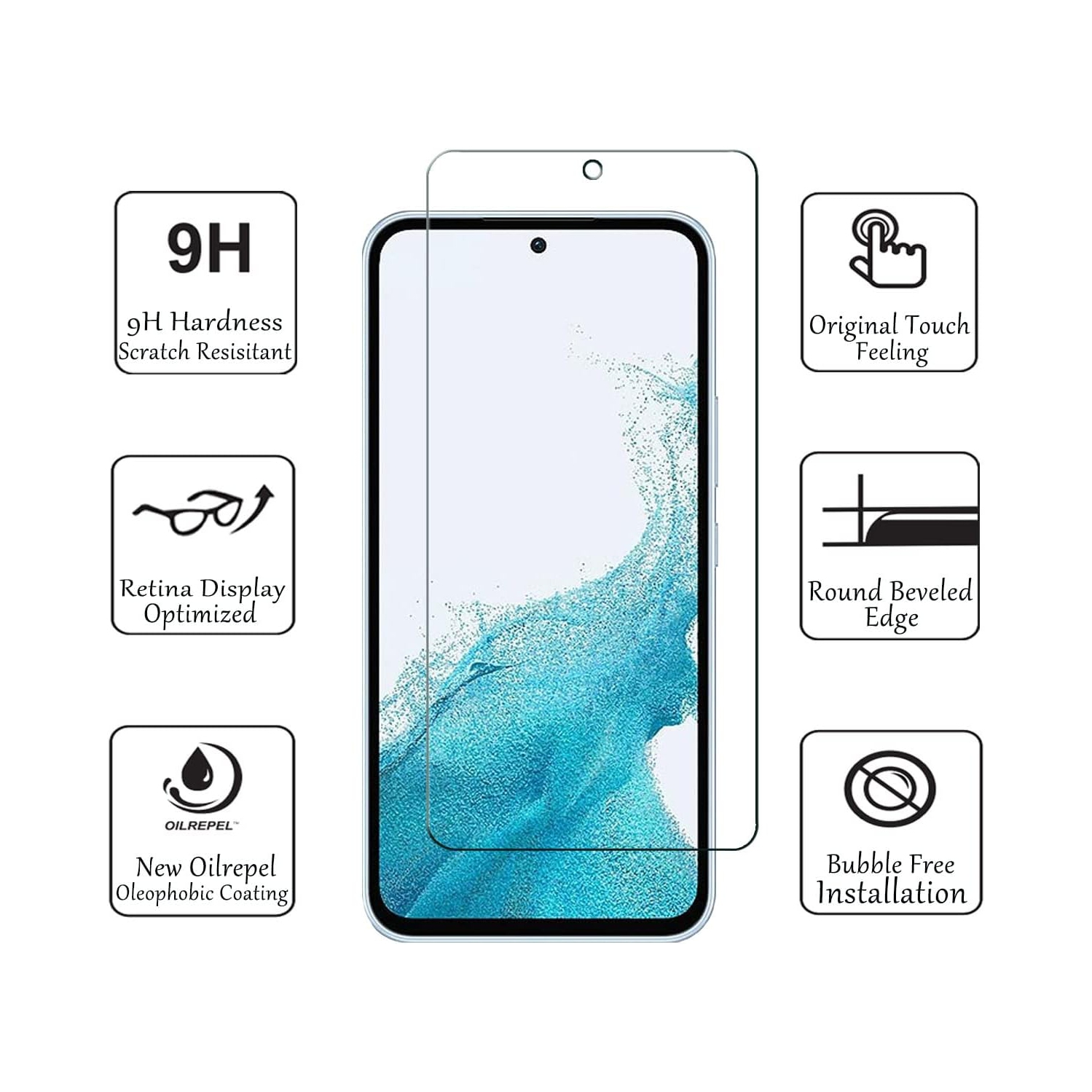 Protecteurs d'écran pour Galaxy A54 5G de Samsung, film de verre trempé de 9H mm pour Galaxy A54 5G de Samsung antirayure
