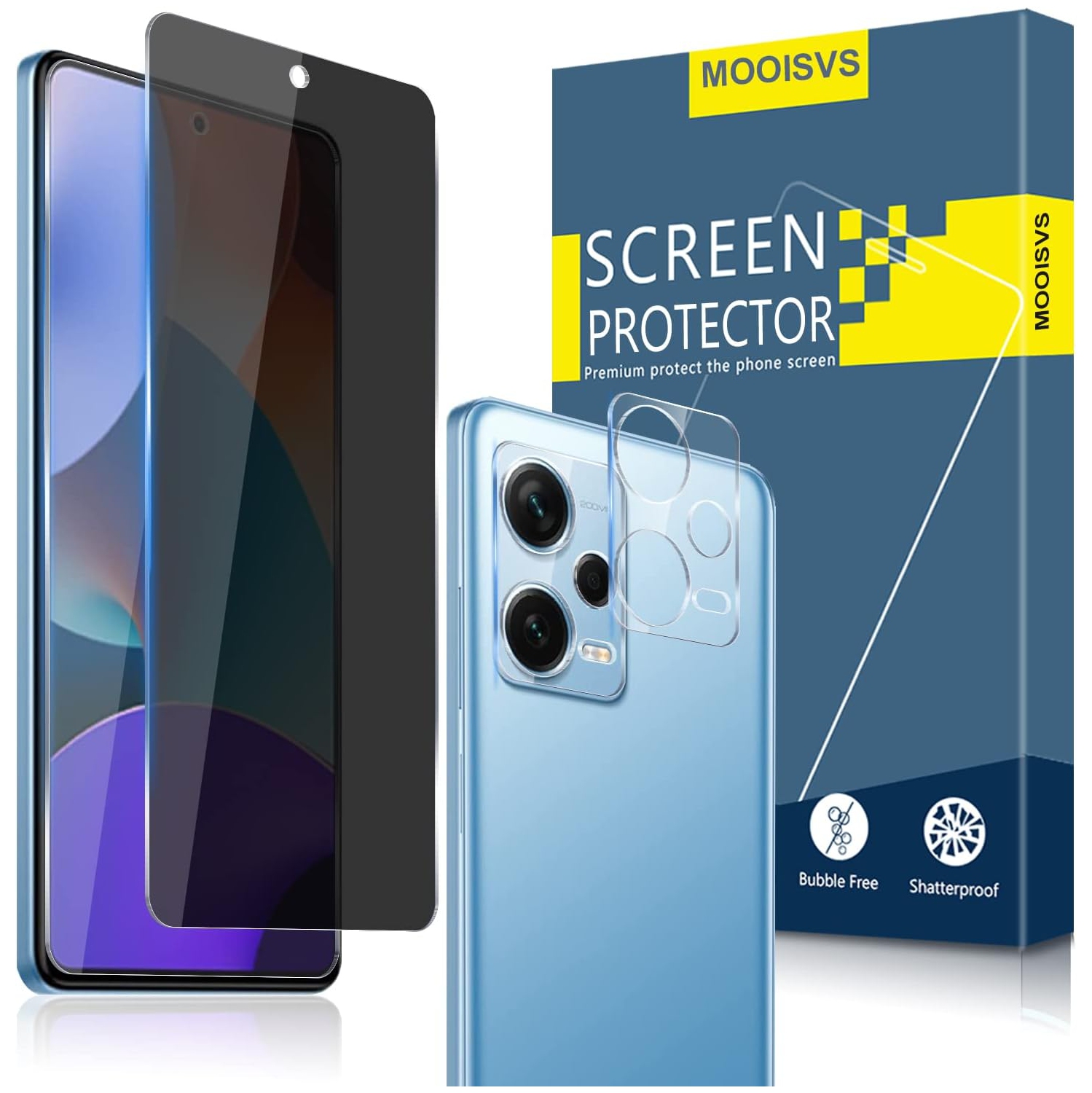 [2+2] For Xiaomi Redmi Note 12 Pro Privacy Tempered Glass Screen Protector(2packs)+Camera Lens