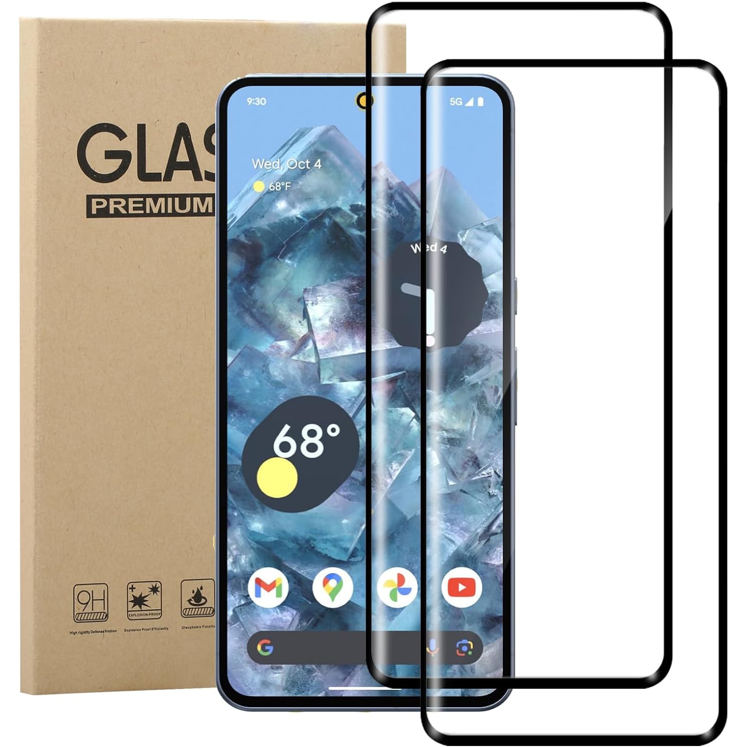 2 Pack Google Pixel 8 Pro Tempered Glass Screen Protector, 9H Tempered Glass [3D Curved Edge to Edge] [Fingerprint