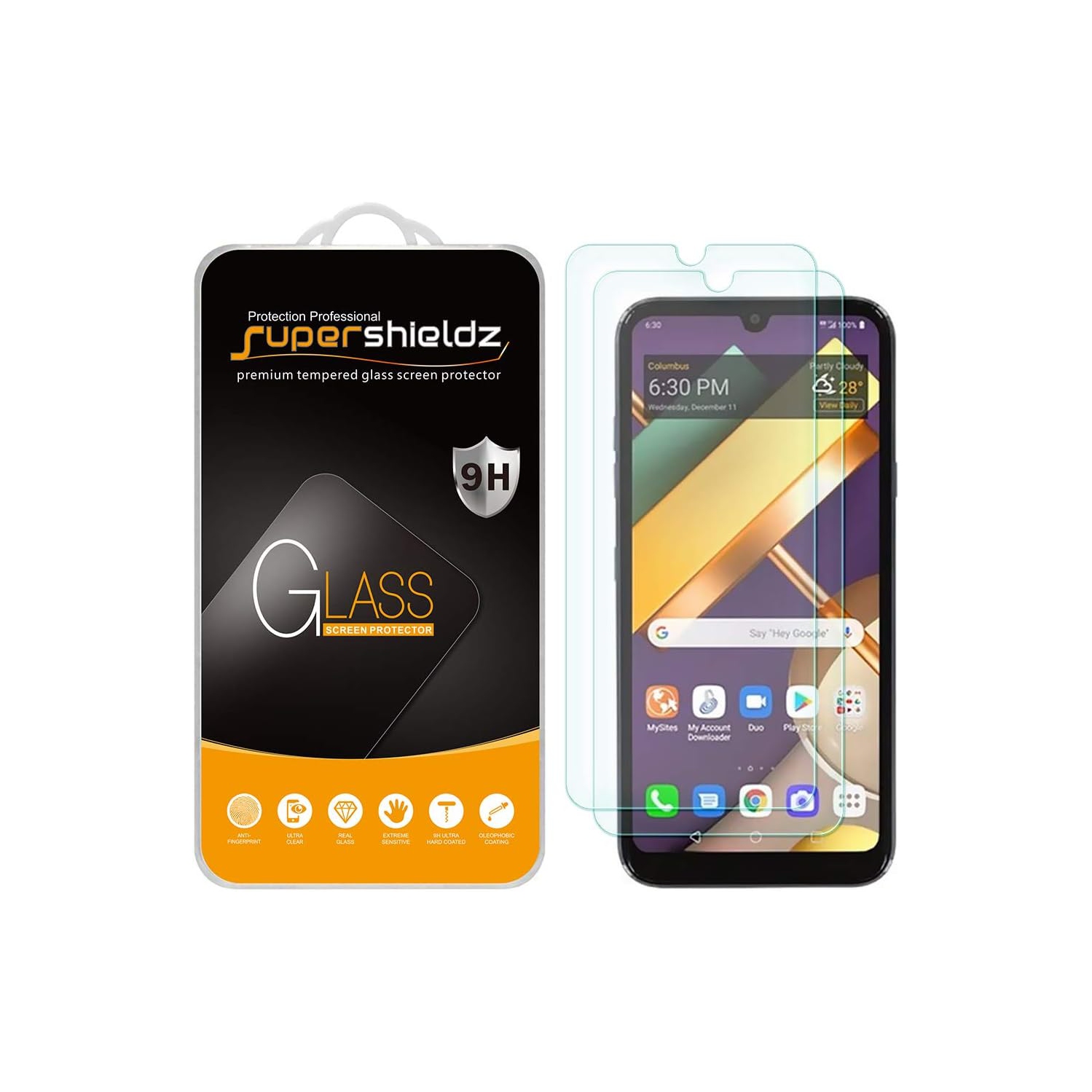 (2 Pack) for LG Premier Pro Plus (L455DL) Tempered Glass Screen Protector, Anti Scratch, Bubble Free