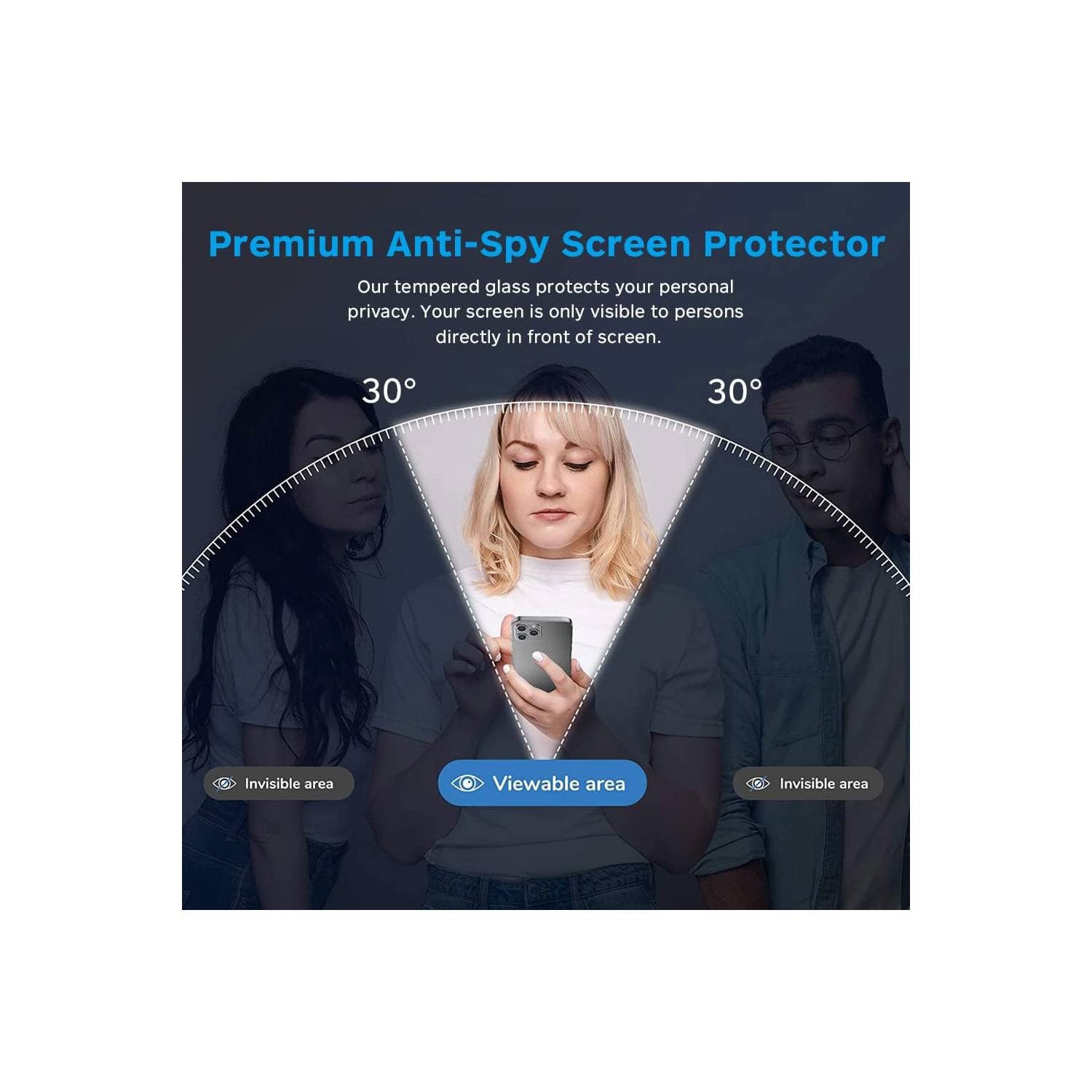 [Paquet de 2] Protecteur d’écran de confidentialité pour iPhone 14 Pro, film de verre trempé anti-espion, anti-Covergae complet