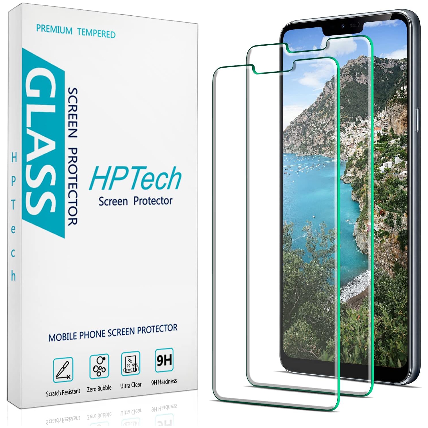 [2-Pack] Screen Protector for LG G7 ThinQ Tempered Glass, Case Friendly, Anti Scratch, Bubble Free