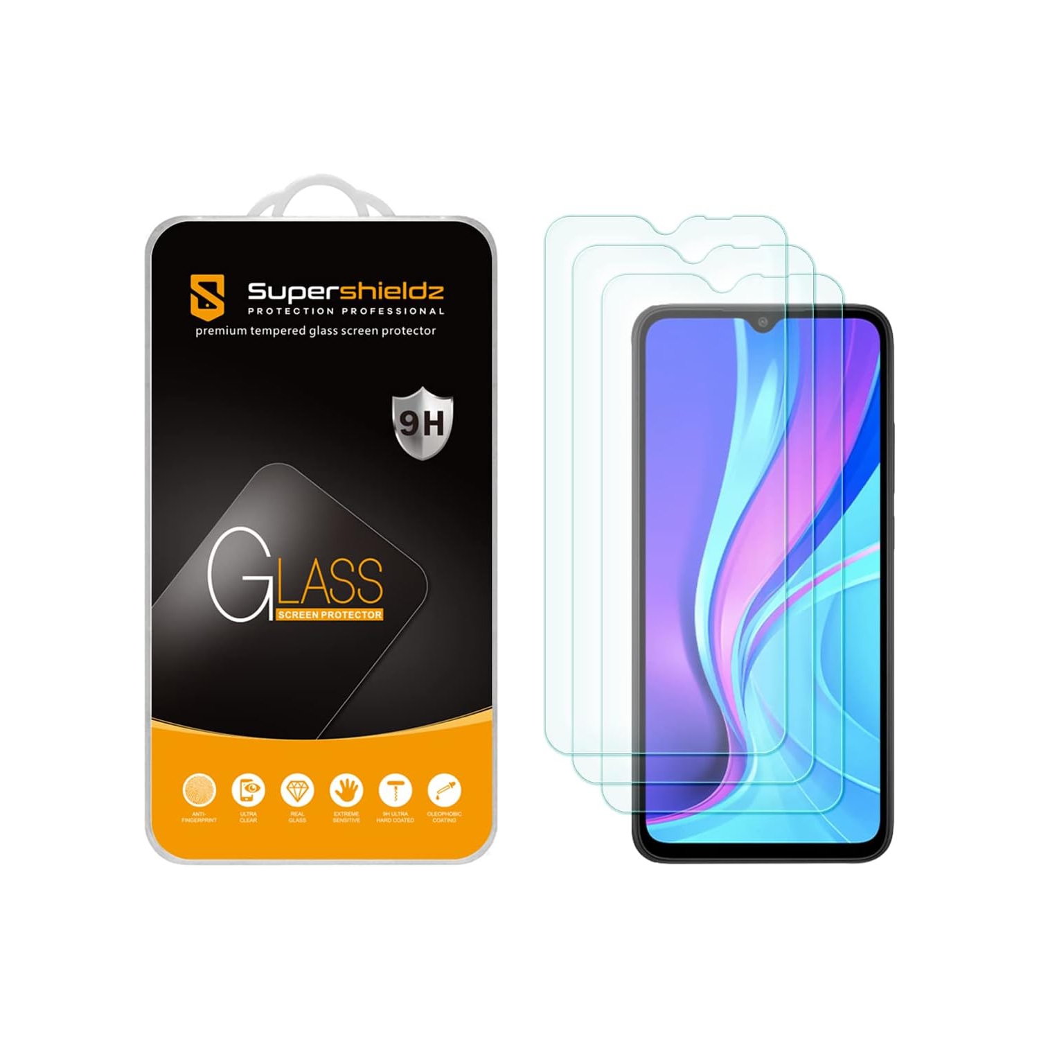 (3 Pack) Designed for Xiaomi Redmi 9 Tempered Glass Screen Protector, Anti Scratch, Bubble Free