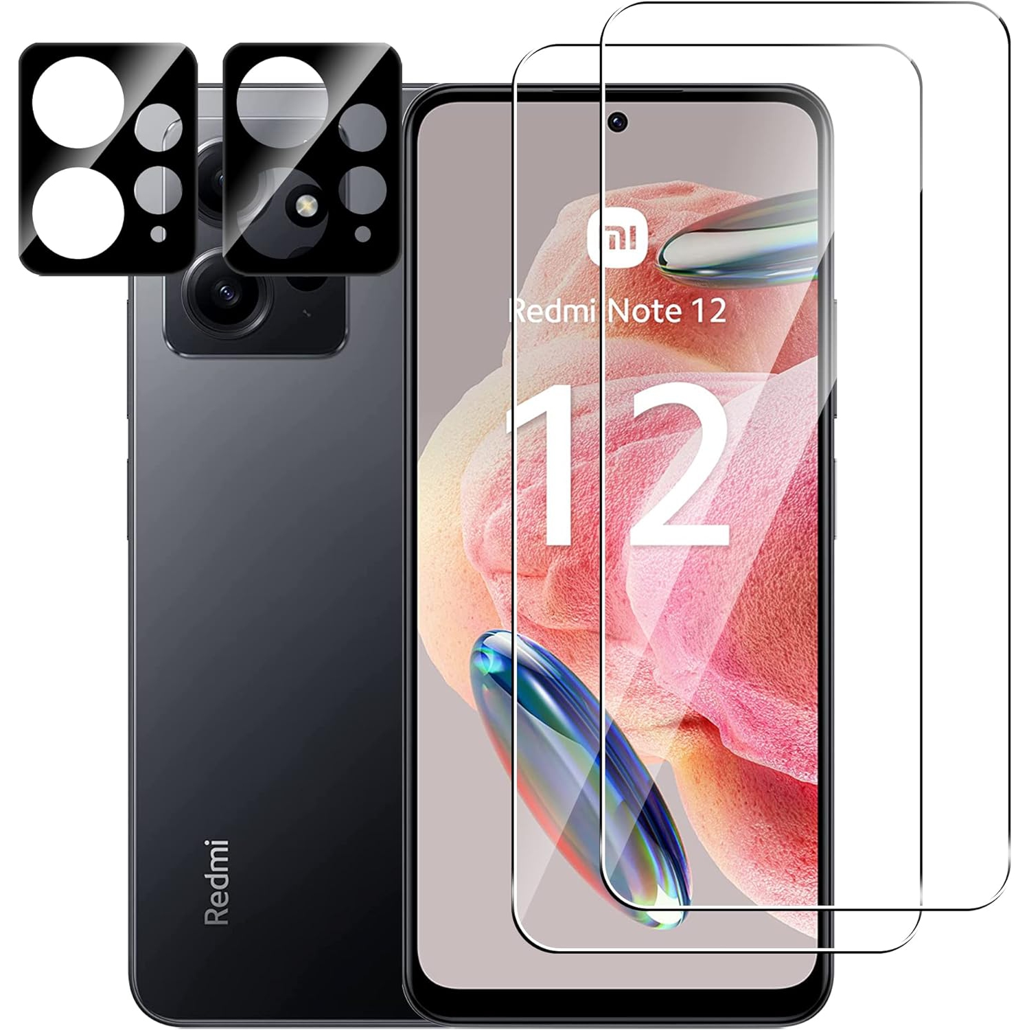 for Xiaomi Redmi Note 12 4G Screen Protector with Camera Lens Protector, 9H Hardness Anti-Scratch Tempered