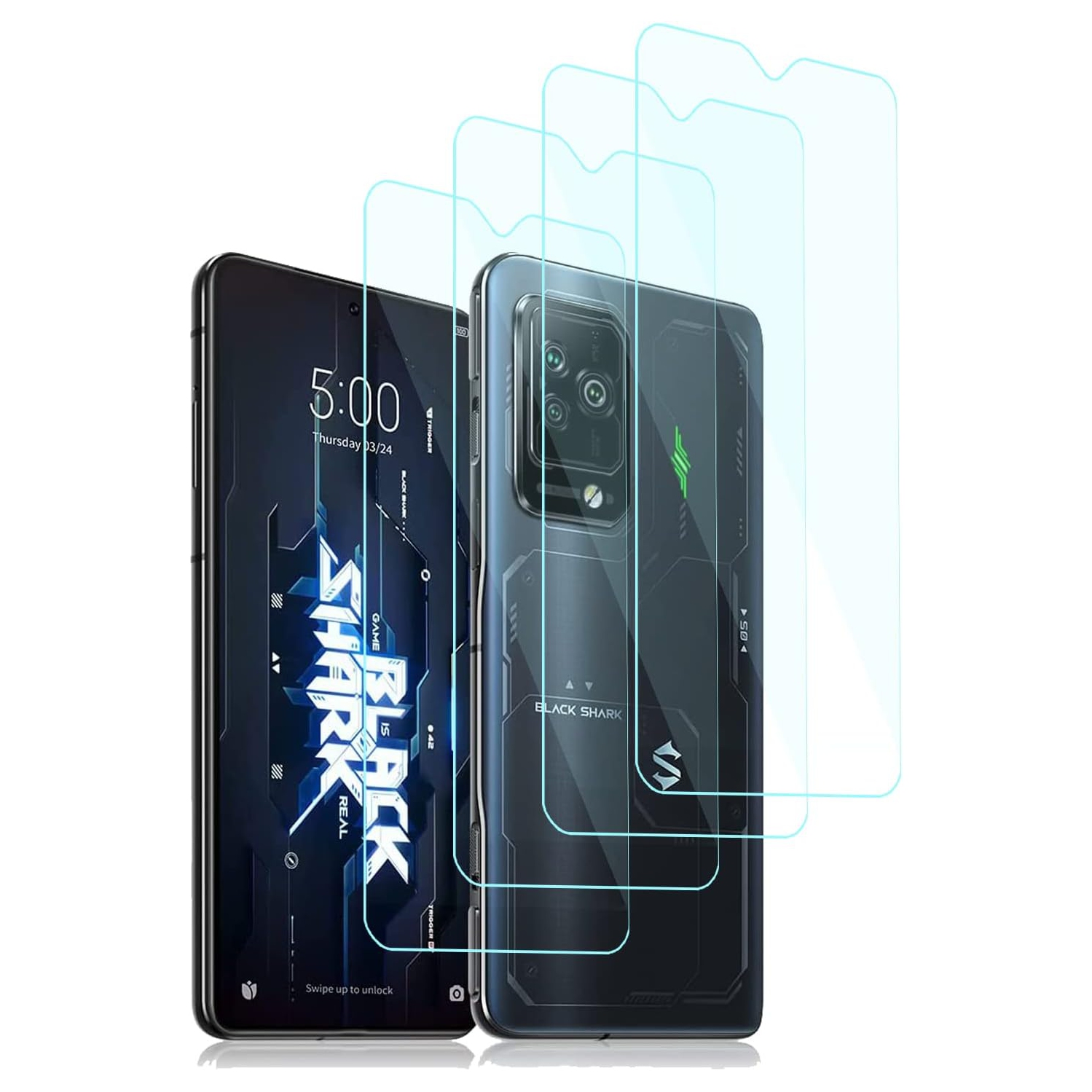 [ 4-Pack ] For Xiaomi Black Shark 5 Pro Glass Screen Protector Tempered, 2.5D 9H Hardness HD Clear Black Shark