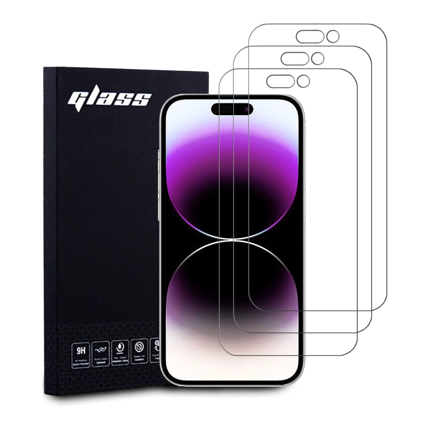 Protecteurs d'écran iPhone 14 Pro Max, film de verre trempé 9H pour iPhone 14 Pro Max anti-rayures