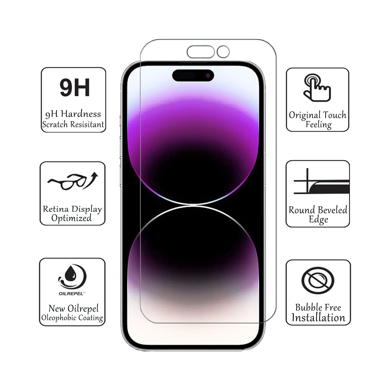 Protecteurs d'écran iPhone 14 Pro Max, film de verre trempé 9H pour iPhone 14 Pro Max anti-rayures