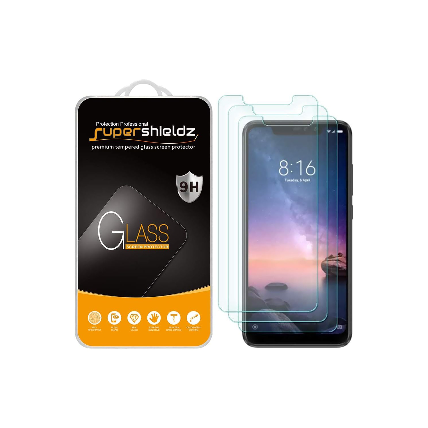 (3 Pack) for Xiaomi Redmi Note 6 Pro Tempered Glass Screen Protector, Anti Scratch, Bubble Free